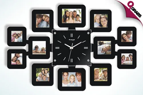 For QR99, Get a Modern Wall Clock with 12 Photo Frames! (QR299 Value)
